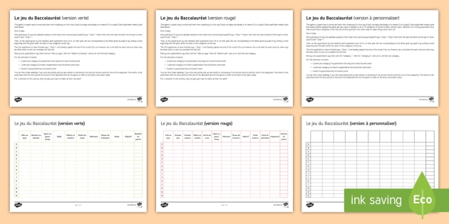 Baccalaureat French Vocabulary Revision Game