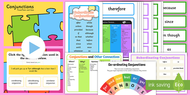 Conjunctions Resource Pack | Conjunctions And Connectives