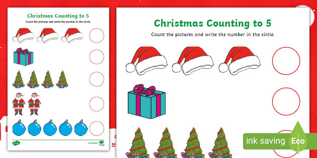 Christmas Counting to 5 Worksheet