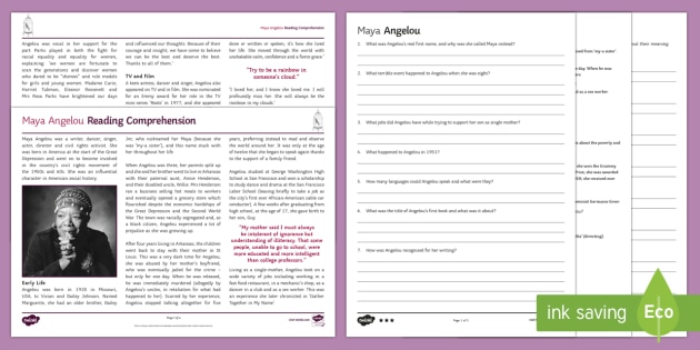 Editable Extraordinary Lives Maya Angelou Differentiated Reading