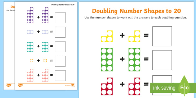 Number Shape Doubles To 20 Worksheet teacher Made 