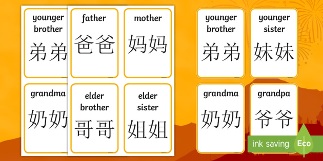 Chinese Symbols For Family Members' Flashcards | Twinkl