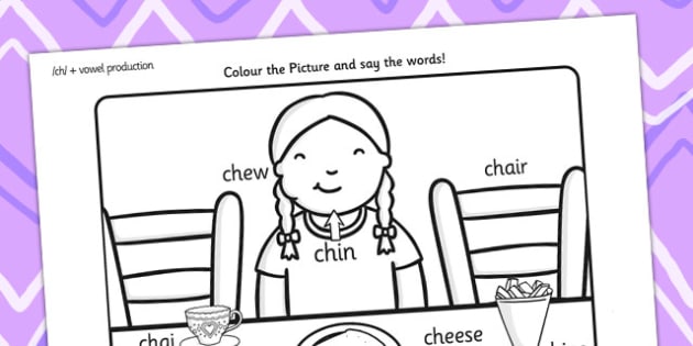 ch Sound Word Production  Colouring Scene ch sound ch 