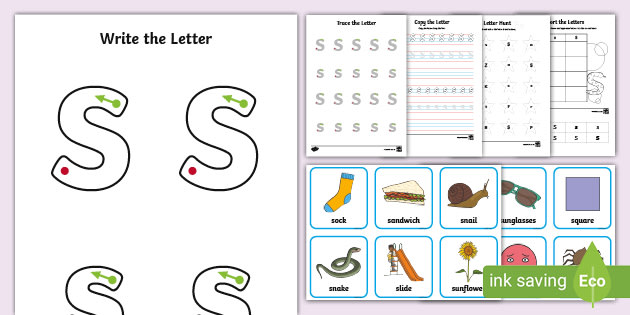 Letter S Handwriting Activity Pack Worksheets - Twinkl