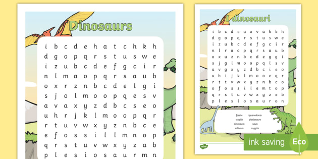 dinosaurs wordsearch english italian dinosaur wordsearch