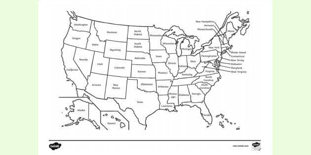 USA State Colouring Sheet