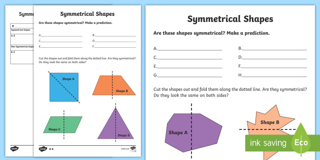 symmetrical shapes worksheets primary resource
