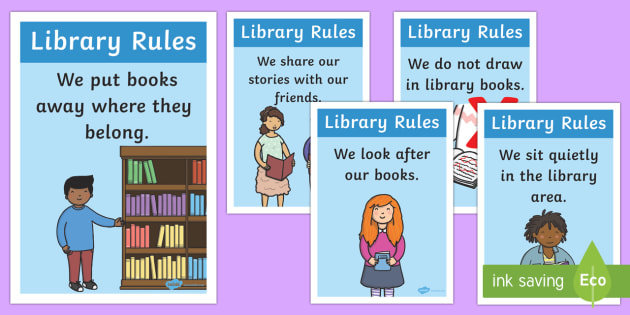 free library rules display posters illustrations