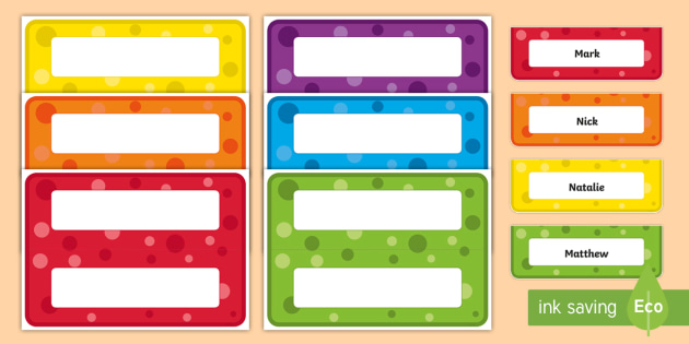 Editable Multicolour Pattern Desk Plate Name Labels
