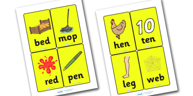 FREE! - CVC Word Cards E for Visually Impaired