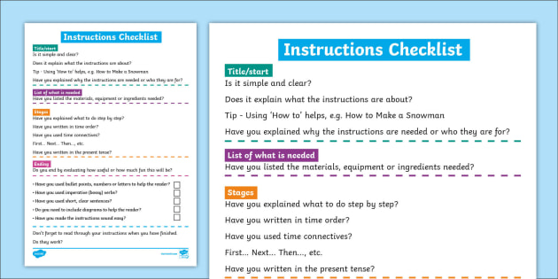 Instruction Check List