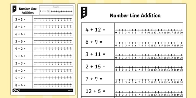 Addition Within 20 Number Line Worksheet / Worksheet - addition, Number