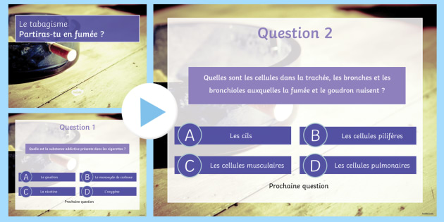 Powerpoint : quiz - le tabagisme (teacher made)