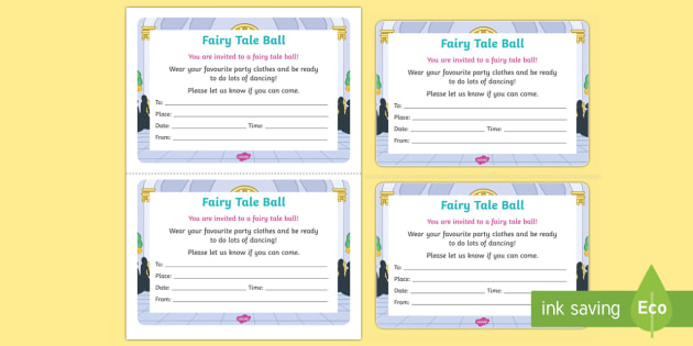 Fairy Tale Ball Invitation Writing Template - EYFS, Early Years