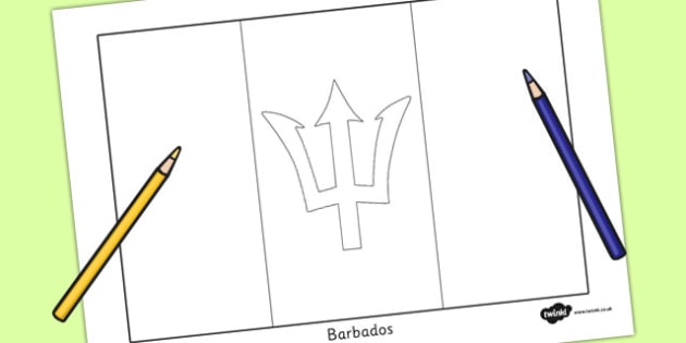 Barbados Flag Colouring Sheet (teacher made)