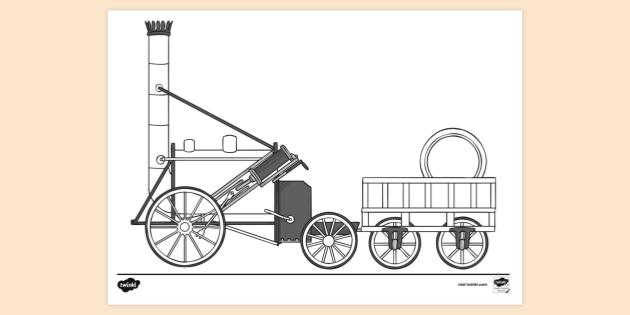 FREE! - George Stephenson's Rocket Steam Engine Colouring Sheet