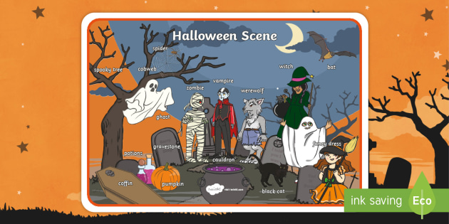 Halloween Scene Word Mat