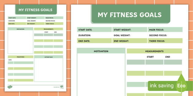 My Fitness Goals - Planner Insert | Twinkl Busy Bees