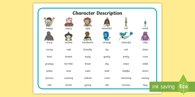 EYFS KS1 Character Description Word Mat teacher Made 
