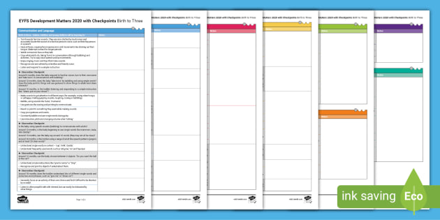 EYFS Development Matters 2020 with Checkpoints Birth-Three