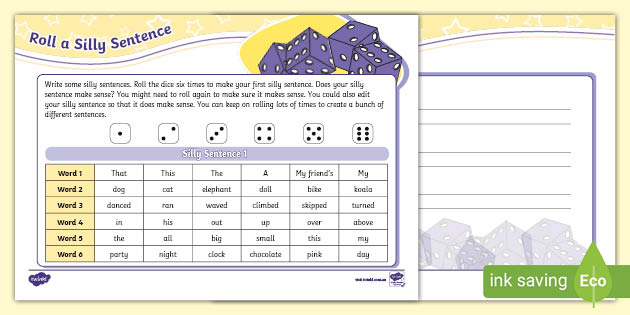 Roll a Silly Sentence - Primary Education: Engaging Resource silly-sentence-matchups-free-printable-reading-review-activity