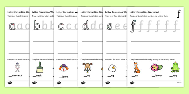 Alphabet Letter Formation Worksheets (A-Z) - Non-Cursive