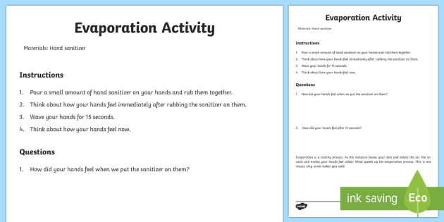 Exploring Evaporation Activity (teacher made)