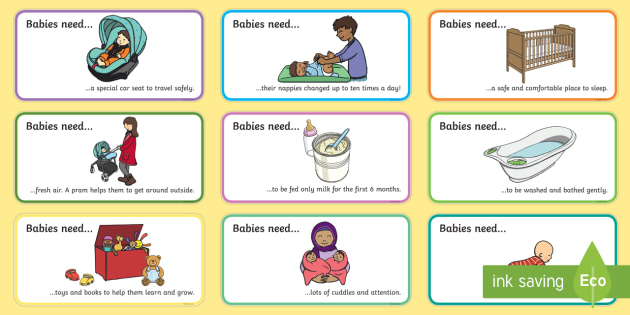 CfE (First) Babies Need Visual Aid Cards - parenthood, HWB