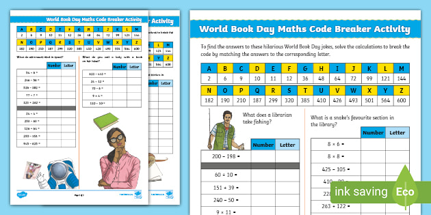 Year 4 World Book Day Maths Code Breaker Activity