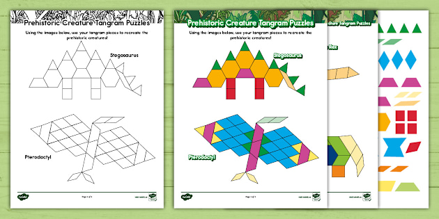 Prehistoric Creature Tangram Puzzles