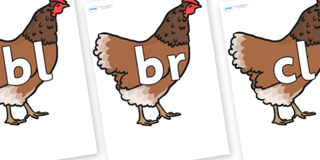 free initial letter blends on hen teacher made