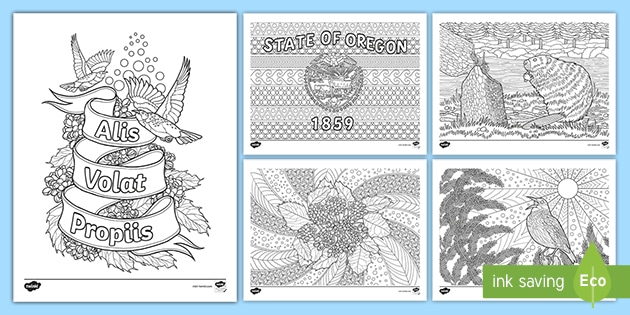 Oregon State Symbols Mindfulness Coloring Sheets