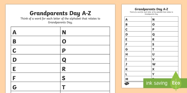 Download Grandparents Day A Z Writing Worksheet Worksheet