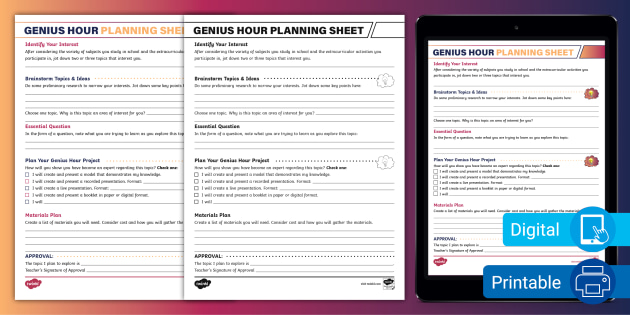 Genius Hour Planning Sheet | Sixth Grade | Twinkl