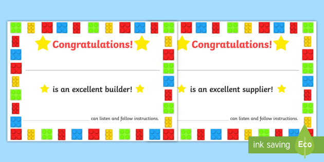 Lego Certificate : Lego Creation Award Certificates - lego, toys, rewards ...