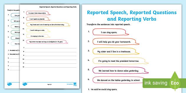 reported speech esl games worksheet teacher made