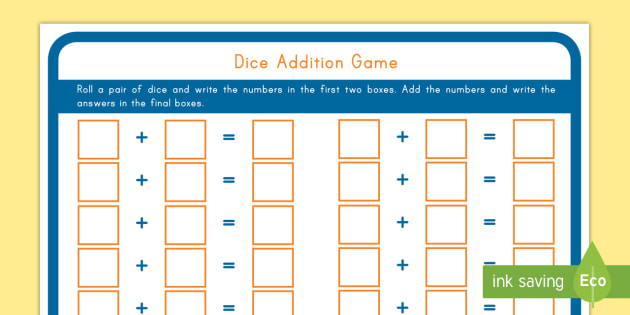 Blank Dice Game Sheet