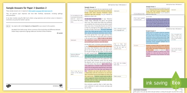 GCSE 006 AQA English Language P2 Q2 Sample Answers ...