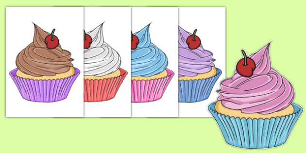 Five Cupcakes Cut Outs (teacher made)