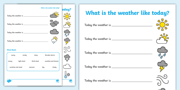 weather sentence completer worksheet worksheet