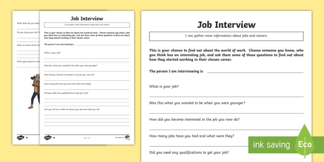 Job Interview Template For Students (teacher made)