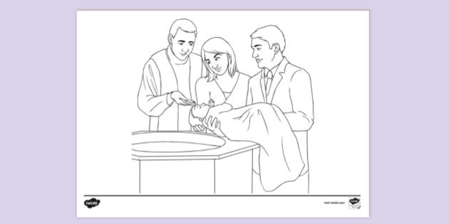 Baptism Colouring Page Printable