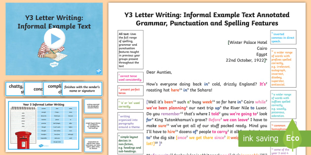 Y3 Letter Writing Informal Model Example Text