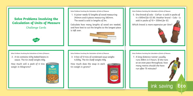 Measurement Word Problems Year 6 - Challenge Cards - Twinkl