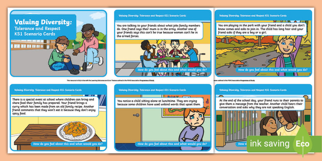 Valuing Diversity: Tolerance And Respect KS1 Scenario Cards