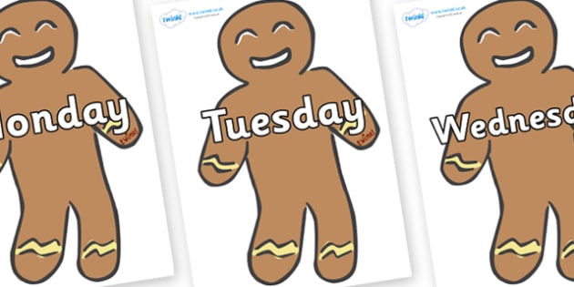 Days of the Week on Gingerbread Men