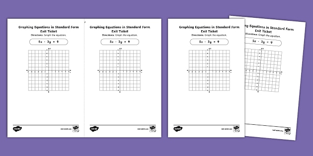 Eighth Grade Graphing Equations in Standard Form Exit Ticket