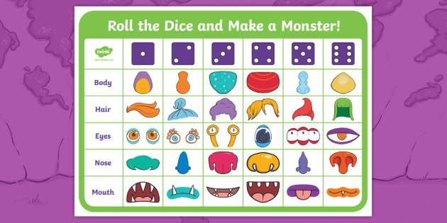 Roll a Monster Drawing Dice Game