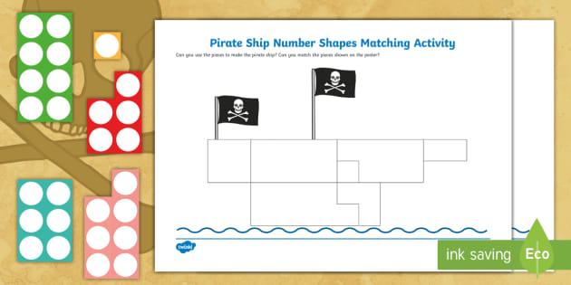 Pirate Ship Number Shape Outline and Matching Posters Activity Pack
