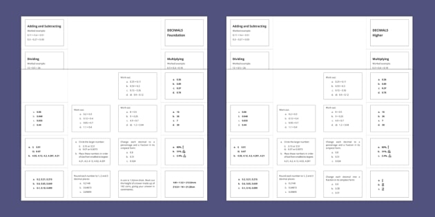 decimals foldable revision worksheets ks3 maths beyond